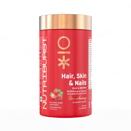 Nutriburst Hair, Skin & Nails Biotin Nutraceutical Gummies - Strawberry Flavour